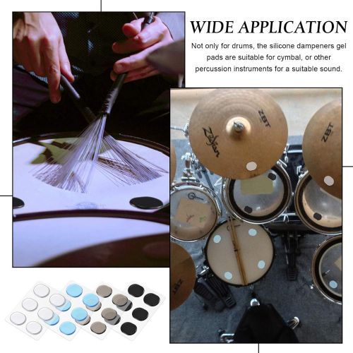  [아마존베스트]EBOOT 48 Pieces Drum Dampeners Gel Pads Silicone Drum Silencers Soft Drum Dampening Gel Pads 4 Colors Drum Mute Pads for Drums Tone Control