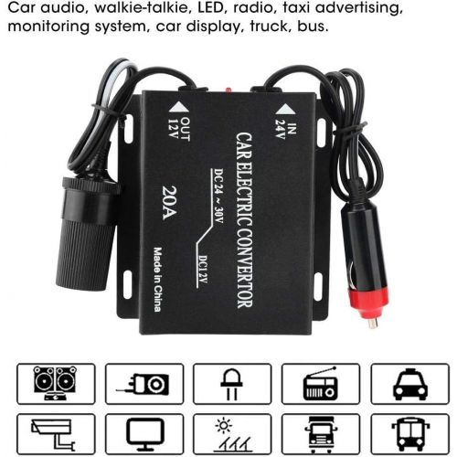  [아마존베스트]-Service-Informationen EBTOOLS 20A Car Power Supply Converter Down Transformer 24V to 12V Cigarette Lighter Type