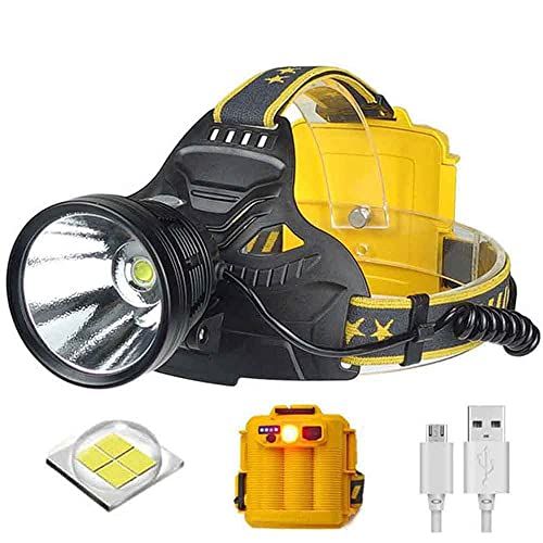  EBUYFIRE LED Rechargeable Headlamp, 10000 Lumens Super Bright Headlight for Adults, 4 Light Modes Waterproof Work USB Headlamp, with Red Warn Tail Light Adjustable Headlamp for Outdoor Camp