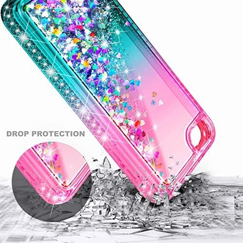  [아마존베스트]iPod Touch 7 Case, iPod Touch 5/6 Case with Screen Protector, E-Began Glitter Liquid Floating Gradient Quicksand Bling Diamond, Durable Girls Cute Case for iPod Touch 7th/6th/5th G