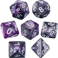 [아마존베스트]Polyhedral 7-Die Dice Set for Dungeons and Dragons with Black Pouch (Purple Gray)