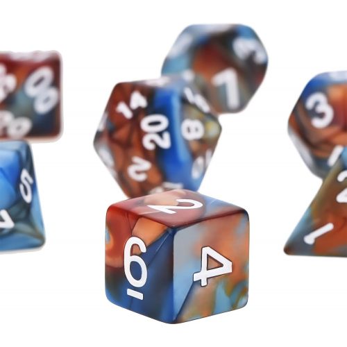  [아마존베스트]EBoot eBoot Polyhedral 7-Die Dice Set for Dungeons and Dragons with Black Pouch (Blue Brown)