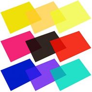 [아마존베스트]eBoot 9 Pieces Gel Filter Transparent Color Film Plastic Sheets Correction Gel Light Filter, 11.7 by 8.3 Inches, 9 Colors