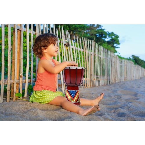  [아마존베스트]EBuddha 30cm Djembe Drum with Hand Painted Design - West African Bongo Drum