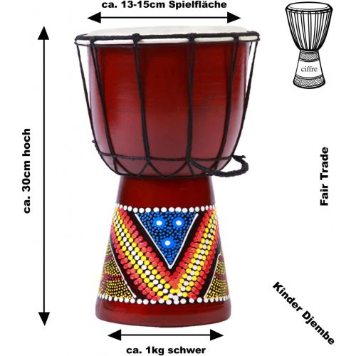  [아마존베스트]EBuddha 30cm Djembe Drum with Hand Painted Design - West African Bongo Drum