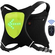 LED Flashing Vest and Cycling Stop Light - Double Visible Front and Rear Jacket - Cordless and Rechargeable - Ideal for Bikes Electric Scooters - Adaptable to Backpack Reflective Running Gear
