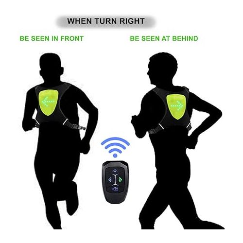  LED Flashing Vest and Cycling Stop Light - Double Visible Front and Rear Jacket - Cordless and Rechargeable - Ideal for Bikes Electric Scooters - Adaptable to Backpack Reflective Running Gear