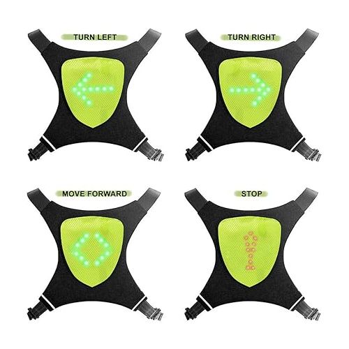  LED Flashing Vest and Cycling Stop Light - Double Visible Front and Rear Jacket - Cordless and Rechargeable - Ideal for Bikes Electric Scooters - Adaptable to Backpack Reflective Running Gear