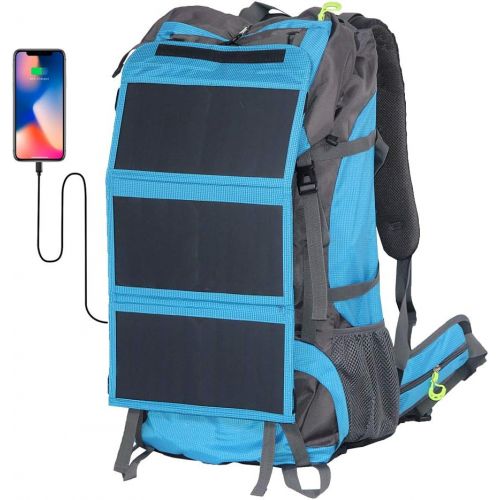  [아마존베스트]ECEEN External Frame Hiking Backpack 68L with 20 Watts Solar Charger Panel