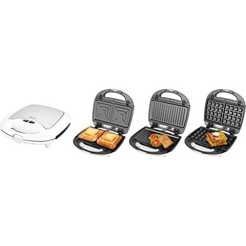  [아마존베스트]ECG S 3993in 1Sandwich Maker, Stainless Steel/Plastic White S, WHITE