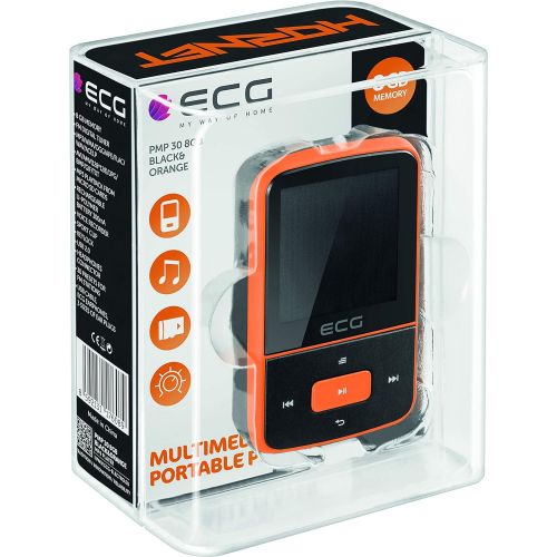  [아마존베스트]ECG PMP 30 8GB Black&Orange MP3/MP4 Player - 8GB Memory - 30 FM Transmitter Dialling Codes, MP3 from Micro SD Card, Dictaphone Sports Clip, Button Lock, USB 2.0 In-Ear Headphones