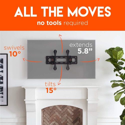  [아마존핫딜][아마존 핫딜] ECHOGEAR Full Tilt TV Wall Mount - Advanced Extendable Bracket for Maximum Tilting Range On Large TVs - Ideal for Mounting A 40-85 TV Above A Fireplace - Easy Install & Hardware In