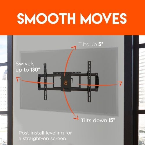  [아마존베스트]ECHOGEAR Full Motion Articulating TV Wall Mount Bracket for Most 37-70 inch LED, LCD, OLED and Plasma Flat Screen TVs w/VESA Patterns up to 600 x 400-16 Extension - EGLF1-BK