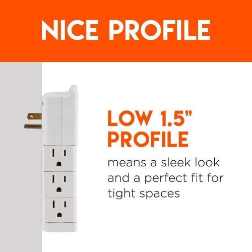  [아마존베스트]ECHOGEAR On-Wall Surge Protector with 6 Pivoting AC Outlets & 1080 Joules of Surge Protection - Low Profile Design Installs Over Existing Outlets to Protect Your Gear & Increase Ou