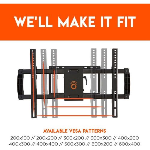  ECHOGEAR Full Motion Articulating TV Wall Mount Bracket for Most 37-70 inch LED, LCD, OLED and Plasma Flat Screen TVs wVESA Patterns up to 600 x 400-16 Extension - EGLF1-BK
