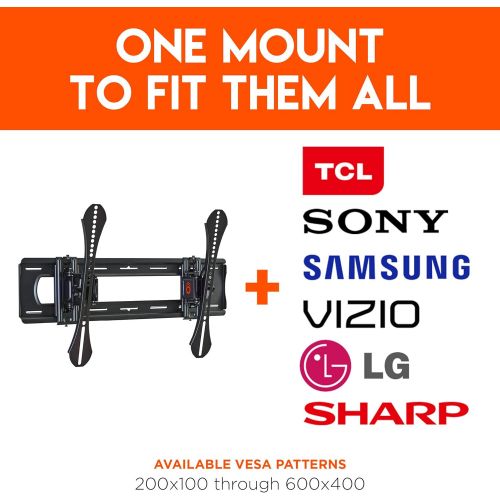  ECHOGEAR Full Tilt TV Wall Mount - Advanced Extendable Bracket for Maximum Tilting Range On Large TVs - Ideal for Mounting A 40-85 TV Above A Fireplace - Easy Install & Hardware In
