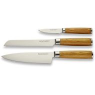 [아마존베스트]Echtwerk Damascus Knife Set 3-Piece Kitchen Knives, Damascus Knives with Wooden Handle, Brown/Silver, 36 x 15.5 x 3.4 cm