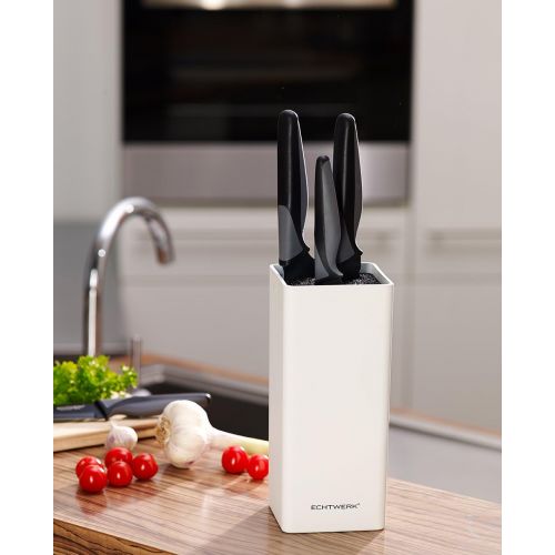  [아마존베스트]Echtwerk EW-MB-0105 Universal Knife Block Square with Bristle Insert, Cream, Plastic