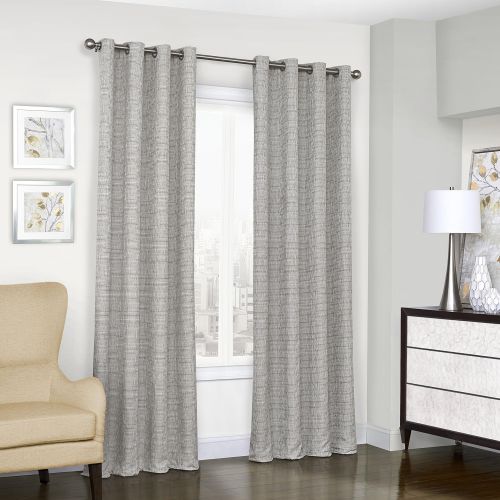  Eclipse Trevi Classic Grommet Single Window Curtain Panel, 52 x 84, Grey