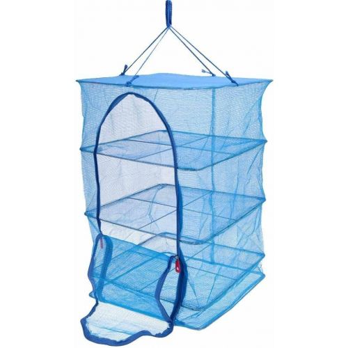  ECO NAVA Food Dehydrator 3 Tray Hanging Drying Net / Non Electric / For Drying Herbs , Fruits , Vegetables , Fish (15.7 x 15.7 x 21.5 Inches, Blue)