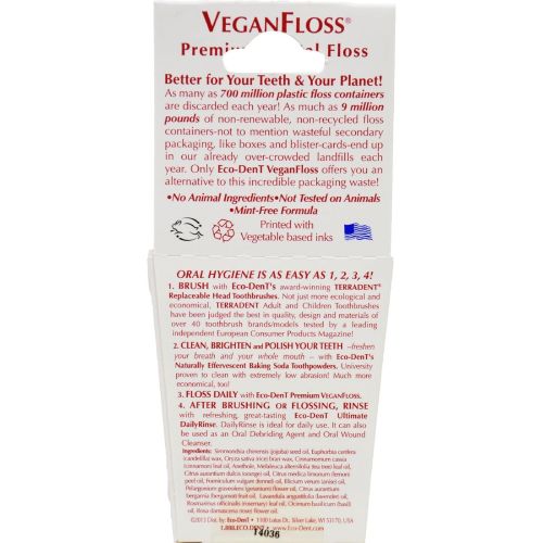  ECO-DENT Eco-Dent VeganFloss Premium Dental Floss Cinnamon - 100 Yards - Case of 6