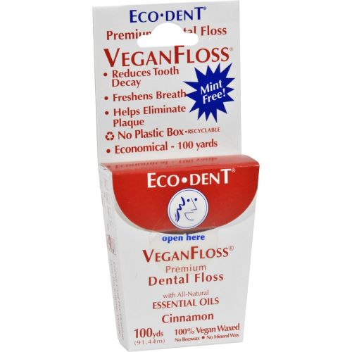  ECO-DENT Eco-Dent VeganFloss Premium Dental Floss Cinnamon - 100 Yards - Case of 6