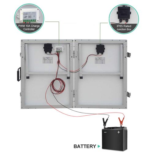  ECO-WORTHY 100 W Watt Portable Kits -100W 2x50W Folding PV Solar Panel 12V RV Boat Off Grid W 15A Charge Controller