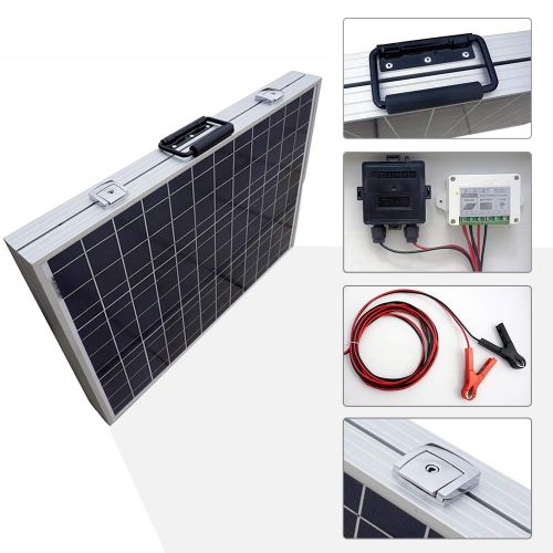  ECO-WORTHY 100 W Watt Portable Kits -100W 2x50W Folding PV Solar Panel 12V RV Boat Off Grid W 15A Charge Controller