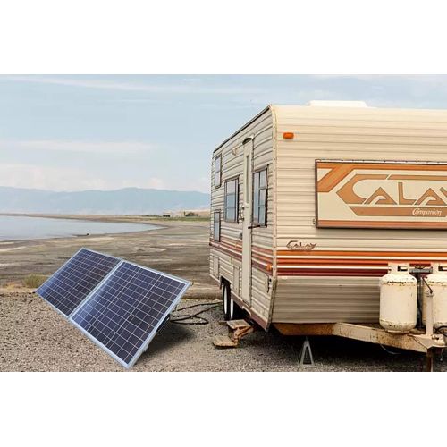  ECO-WORTHY 100 W Watt Portable Kits -100W 2x50W Folding PV Solar Panel 12V RV Boat Off Grid W 15A Charge Controller