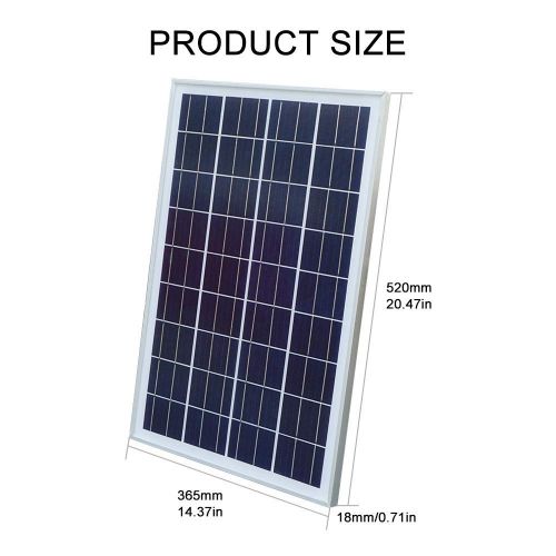  [아마존 핫딜]  [아마존핫딜]ECO-WORTHY ECOWORTHY 12V 25W Sonnenkollektorsystem: 1pc 25W Polykristallines PV-Panel mit 3 Draht- und 30A-Batterieklemmen mit 6-Fuss-Verlangerungskabel & 3A 12V / 24V-Sonnenkollektor
