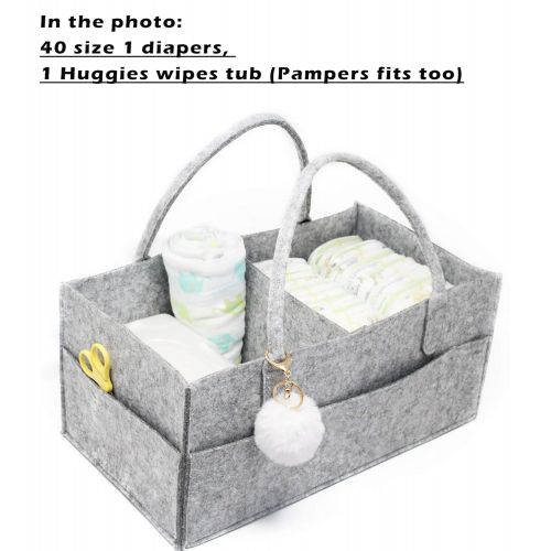  ECOHIP Large Felt Diaper Caddy Stacker, Baby Shower Basket, Car Organizer, Nursery Storage Bin