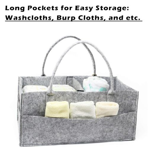  ECOHIP Large Felt Diaper Caddy Stacker, Baby Shower Basket, Car Organizer, Nursery Storage Bin