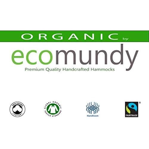  Besuchen Sie den ECOMUNDY-Store ecomundy Pure XL 360 Natur - Premium Doppel Hangematte - Handgewebt - 2 Personen - Natur Weiss - Bio Baumwolle - GOTS - 160x240x360cm