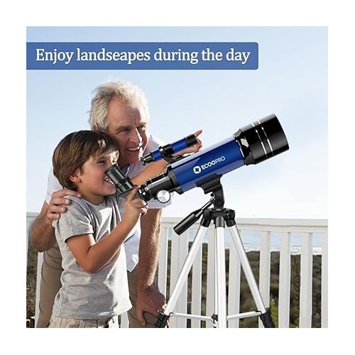  Telescope for Kids Beginners Adults, 70mm Astronomy Refractor Telescope with Adjustable Tripod - Perfect Telescope Gift for Kids