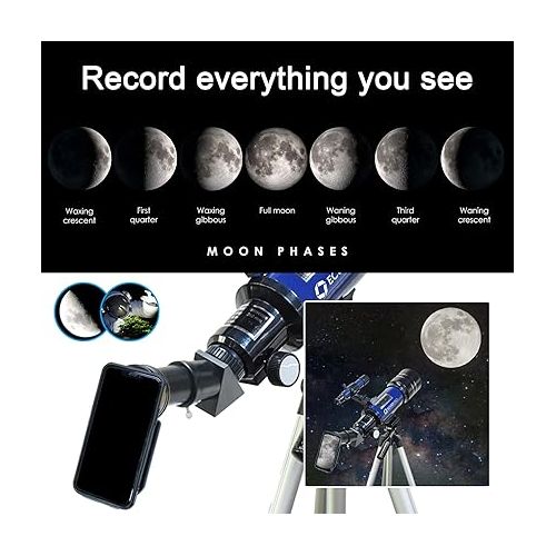  Telescope for Kids Beginners Adults, 70mm Astronomy Refractor Telescope with Adjustable Tripod - Perfect Telescope Gift for Kids