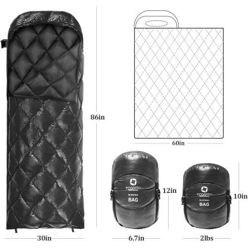  ECOOPRO Down Sleeping Bag, 32 Degree F 800 Fill Power Cold Weather Sleeping Bag - Ultralight Compact Portable Waterproof Camping Sleeping Bag with Compression Sack for Adults, Teen