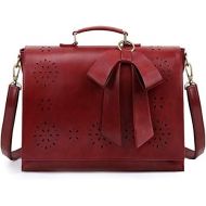 [아마존 핫딜] [아마존핫딜]ECOSUSI Womens Briefcase Vegan Leather 15.6 inch Laptop Bag for School Shoulder Computer Satchel Bag with Detachable Bow, Red