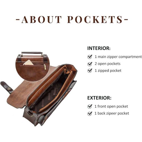  [아마존베스트]ECOSUSI Vintage Crossbody Messenger Bag Satchel Purse Handbag Briefcase for Women & Girl, Coffee