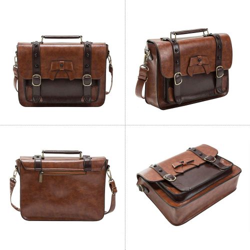  [아마존베스트]ECOSUSI Vintage Crossbody Messenger Bag Satchel Purse Handbag Briefcase for Women & Girl, Coffee