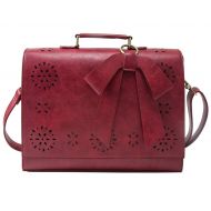 ECOSUSI Ladies PU Leather Laptop Bag Briefcase Crossbody Messenger Bags Satchel Purse Fit 14 inches Laptop, Red