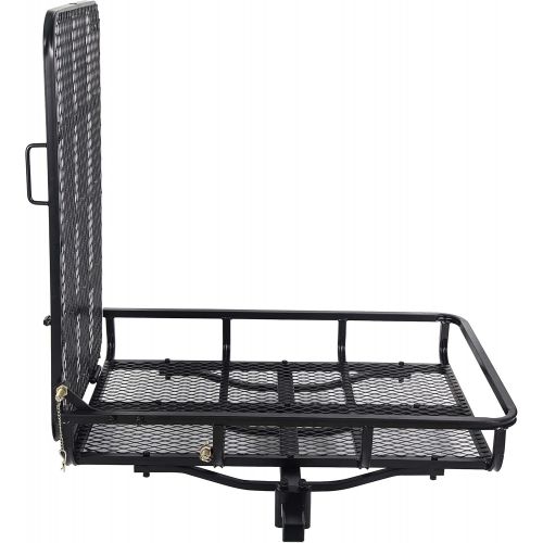  ECOTRIC Hitch-Mounted Cargo Carrier with Mobility Ramp for Wheelchair Scooter Lawn Mower Snow Blower Hauler 500lb Capacity Basket-Style