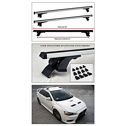  ECOTRIC Topline Autopart Universal 50 Window Frame Style Aluminum Roof Rack Rail Cross Bars frc (Silver)