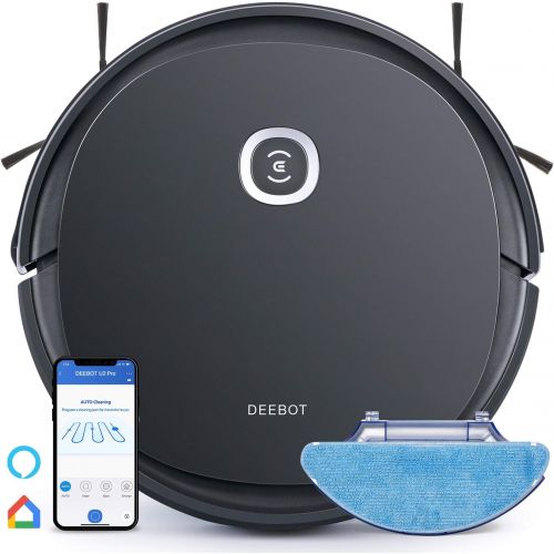  ECOVACS DEEBOT OZMO U2 Pro Robot Vacuum Cleaner 2 in1 Vacuum and Mop, Extra Pet Care Kit 800ml Large Dustbin & Tangle-Free Brush, Ideal for Pet Hair, No-Go Zones, 2.5Hrs Run Time,