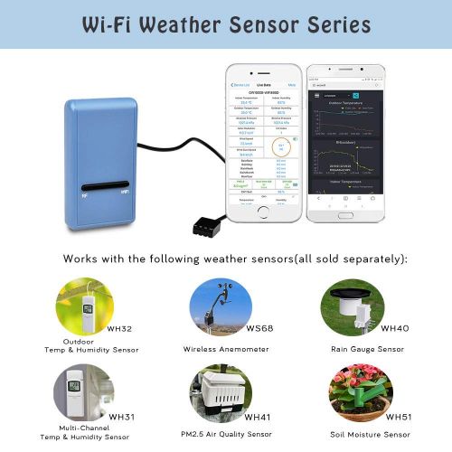  ECOWITT GW1000 USB Wi-Fi Gateway with Indoor Temperature Humidity Pressure 3-in-1 Sensor