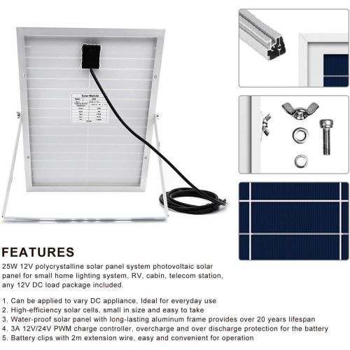  [아마존 핫딜]  [아마존핫딜]ECO-WORTHY 25W 12V Solar Panel Kits: 25 Watt Solar Panel with Bracket + 3A Charge Controller + Aligator clips for Battery Charging