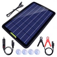 [아마존핫딜][아마존 핫딜] ECO-WORTHY 12 Volts 10 Watts Portable Power Solar Panel Backup Solar Trickle Charger for Car Boat Automotive RV with Alligator Clip Adapter (10W Portable Solar Panel)