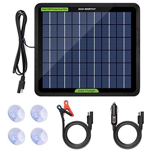  ECO-WORTHY 12 Volts 5 Watts Portable Power Solar Panel Battery Charger Backup for Car Boat Batteries