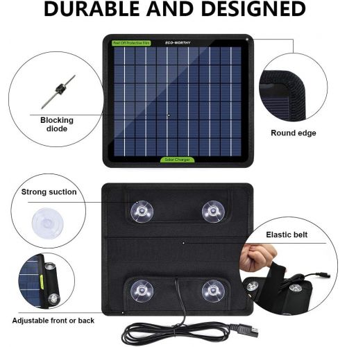  ECO-WORTHY 12 Volts 5 Watts Portable Power Solar Panel Battery Charger Backup for Car Boat Batteries