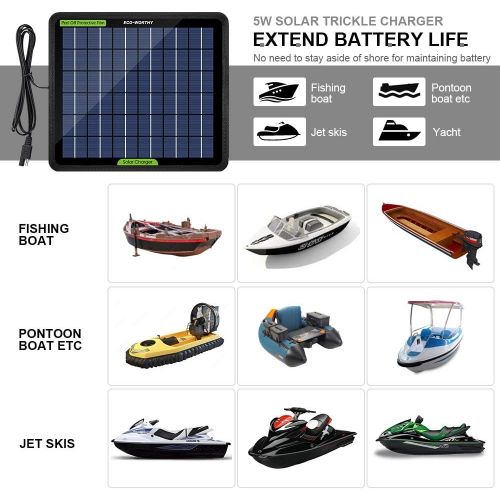  ECO-WORTHY 12 Volts 5 Watts Portable Power Solar Panel Battery Charger Backup for Car Boat Batteries