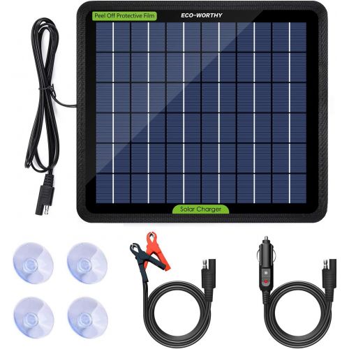  ECO-WORTHY 12 Volts 5 Watts Portable Power Solar Panel Battery Charger Backup for Car Boat Batteries